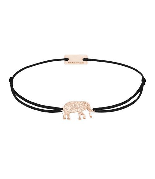 Momentoss Filo Armband - Textil - Schwarz - Rose vergoldet - Elefant - 21201913
