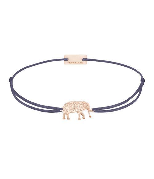Momentoss Filo Armband - Textil - Grau Lila - Rose vergoldet - Elefant - 21201920