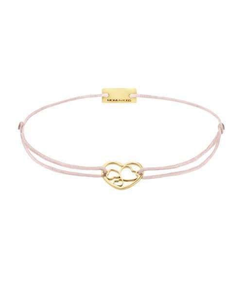 Momentoss Filo Armband - Textil - Hellrosa - Gelb vergoldet - Herzen - 21202057