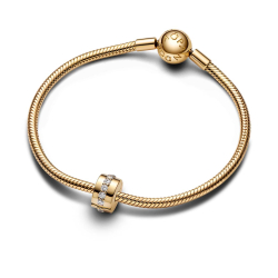 Pandora Armband store 2 Stück Charms Gold Leder