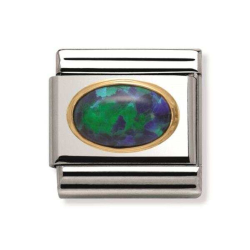 Nomination Classic - Elegance aus Edelstahl mit 18K Gold und natürlichem Halbedelstein - grüner Opal - 030502/26