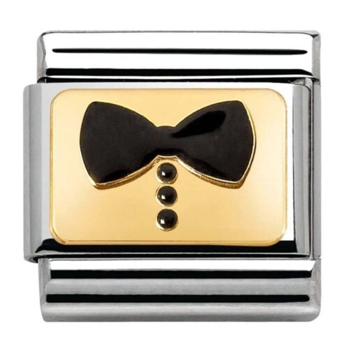 Nomination Classic - Emaille, Gold - Schwarze Schleife - 030280/34