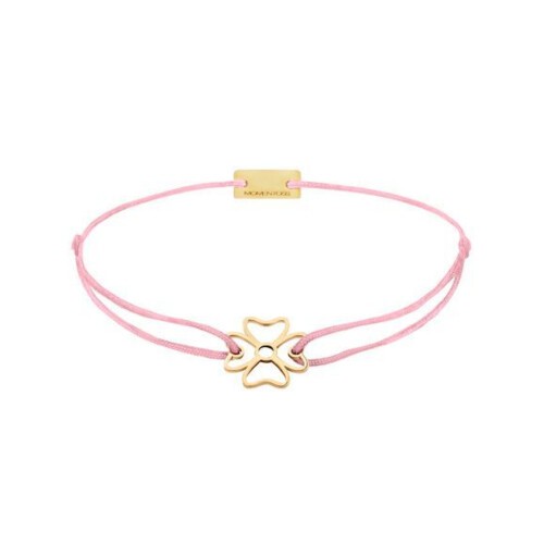 Momentoss Filo Armband - Textil - Dunkelrosa - vergoldet - Kleeblatt - 21200926