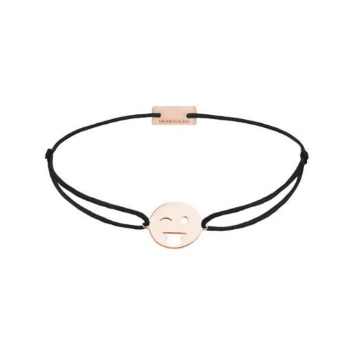 Momentoss Filo Armband - Textil - Schwarz - rosé vergoldet  - Emoji One - zwinkern - 21201402