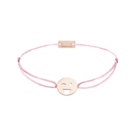 Momentoss Filo Armband - Textil - Dunkelrosa - rosé vergoldet  - Emoji One - zwinkern - 21201422