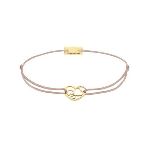 Momentoss Filo Armband - Textil - Braun Beige - Gelb vergoldet - Herzen - 21202044