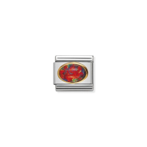 Nomination Classic - EDELSTEINE OVAL aus Edelstahl und 18K-Gold (OPAL ROT)