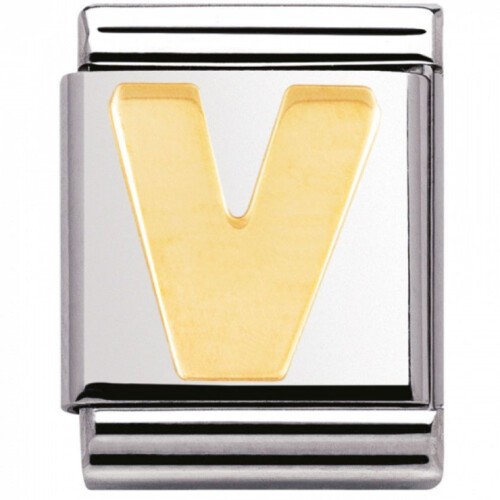 Nomination BIG - BUCHSTABE Edelstahl und 18K-Gold (V)