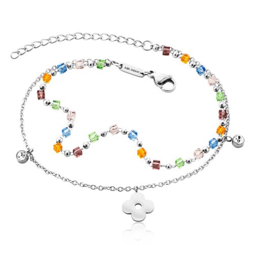 Julie Julsen Fußkette / Fußband - FLOWER-COLOUR BEADS FUßKETTE - JJAC31058S