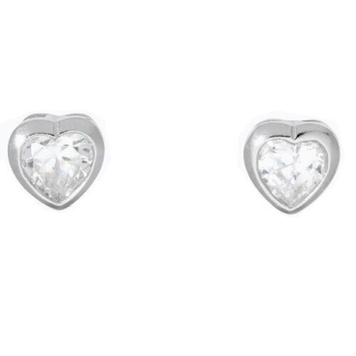 Schneider Basic Ohrstecker - Silber - Herz Weiß - SK13