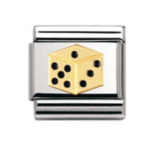 Nomination Classic - GOOD LUCK Edelstahl, Email und 18K-Gold (Wurfel)