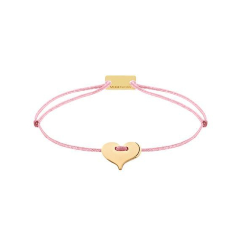 Momentoss Filo Armband - Textil - Dunkelrosa - vergoldet - Herz - 21201086