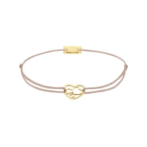Momentoss Filo Armband - Textil - Braun Beige - Gelb vergoldet - Herzen - 21202044