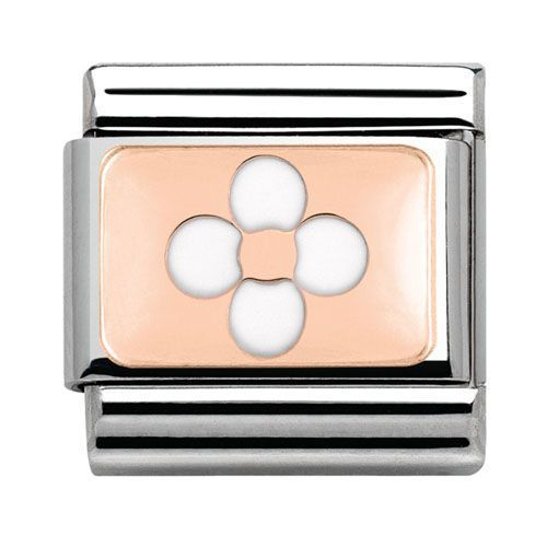 Nomination Anhänger - Composable Classic - 9k Rosegold, Emaille - Blüte Weiss - 430201/11