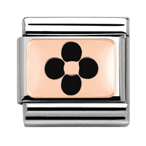 Nomination Anhänger - Composable Classic - 9k Rosegold, Emaille - Blüte Schwarz - 430201/12