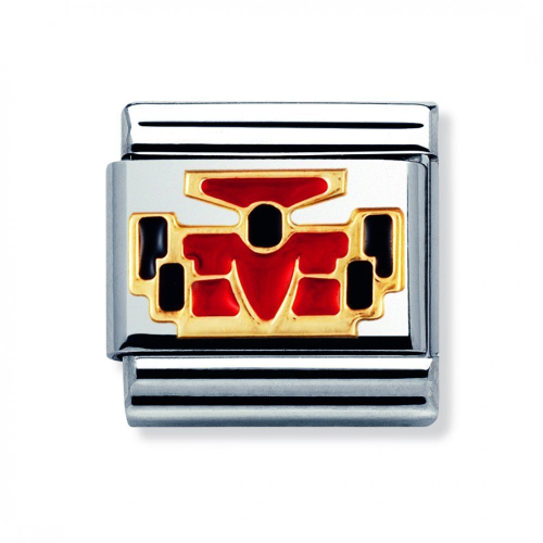 Nomination Classic - SPORTS Edelstahl, Email und 18K-Gold (Rotes Auto)