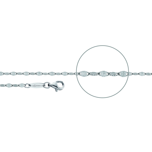 Der Kettenmacher Halskette - Plättchenkette Diamantiert Silber- PL-40S