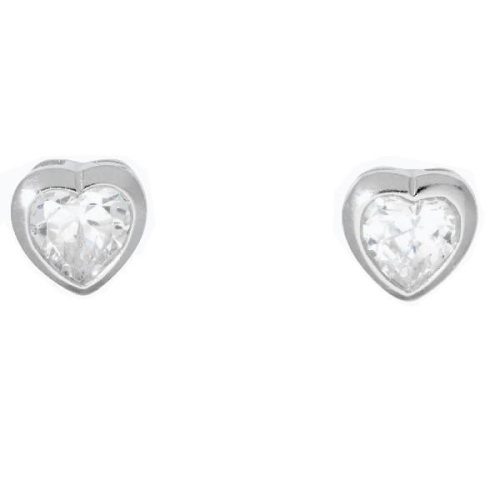 Schneider Basic Ohrstecker - Silber - Herz Weiß - SK13