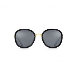 Damen Sonnenbrille schwarz oder grün gold Gläser rechteckig - Ella Jonte