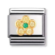 NATURE Edelstahl, 18K-Gold und Cubic Zirc. (Blume ohne Stiel GELB/GRUN)