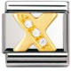 BUCHSTABEN Edelstahl, 18K-Gold und Cubic Zirc. (X)
