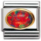 EDELSTEINE OVAL aus Edelstahl und 18K-Gold (OPAL ROT)