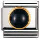 EDELSTEINE RUND aus Edelstahl und 18K-Gold (ACHAT SCHWARZ)