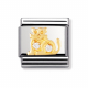 TIERE - LAND Edelstahl, 18K-Gold und Cubic Zirc. (Katze WEISS)