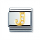 BUCHSTABEN Edelstahl, 18K-Gold und Cubic Zirc. (J)