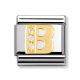 BUCHSTABEN Edelstahl, 18K-Gold und Cubic Zirc. (B)