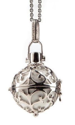 Engelsrufer Anhänger - Klein - silber rhodiniert - Klangkugel weiß - ER-01-S