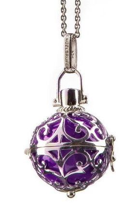 Engelsrufer Anhänger - Mittelgroß - silber rhodiniert - Klangkugel lila - ER-08-M
