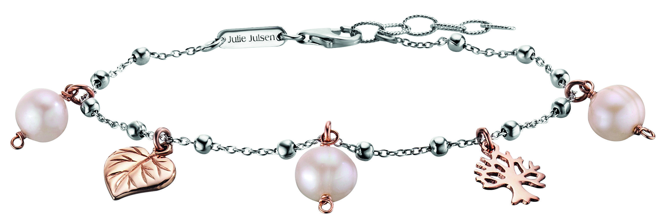Julie Julsen Armband - Petite - Blatt Baum Perlen - Silber Rosegold - JJBR9850.4